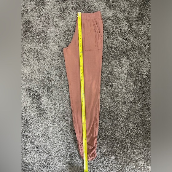 Pink rose boho mauve ruched ankle flowy high rise crop pants joggers women’s M - Picture 13 of 16